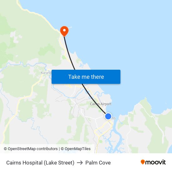 Cairns Hospital (Lake Street) to Palm Cove map