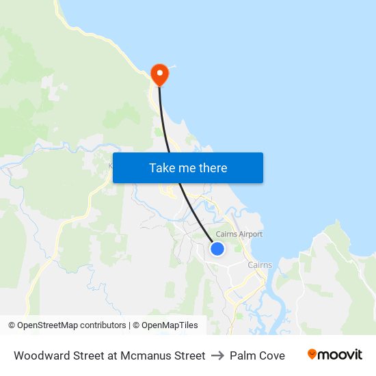 Woodward Street at Mcmanus Street to Palm Cove map