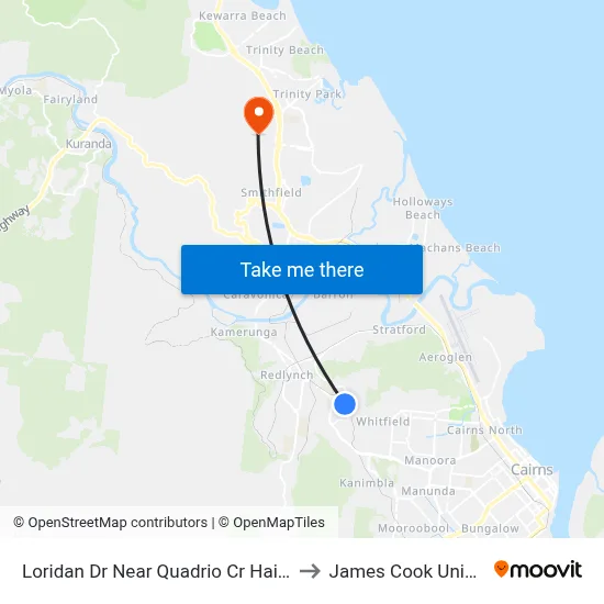 Loridan Dr Near Quadrio Cr Hail 'N' Ride to James Cook University map