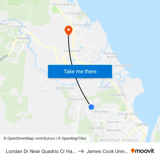 Loridan Dr Near Quadrio Cr Hail'N'Ride to James Cook University map