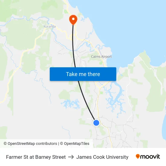 Farmer St at Barney Street to James Cook University map