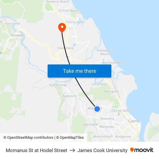 Mcmanus St at Hodel Street to James Cook University map