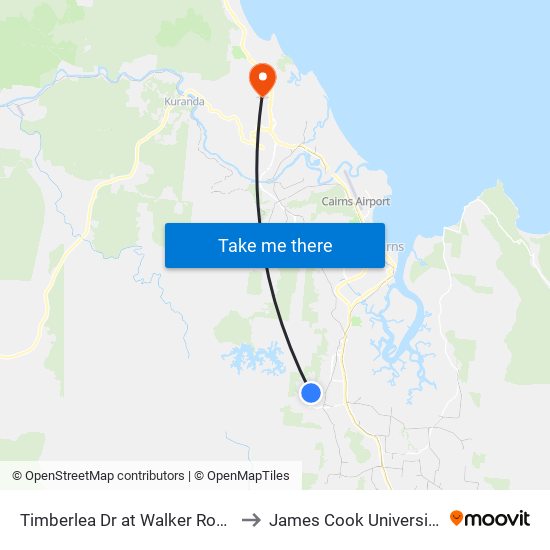 Timberlea Dr at Walker Road to James Cook University map