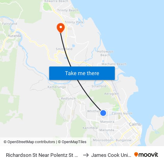 Richardson St Near Polentz St Hail 'N' Ride to James Cook University map