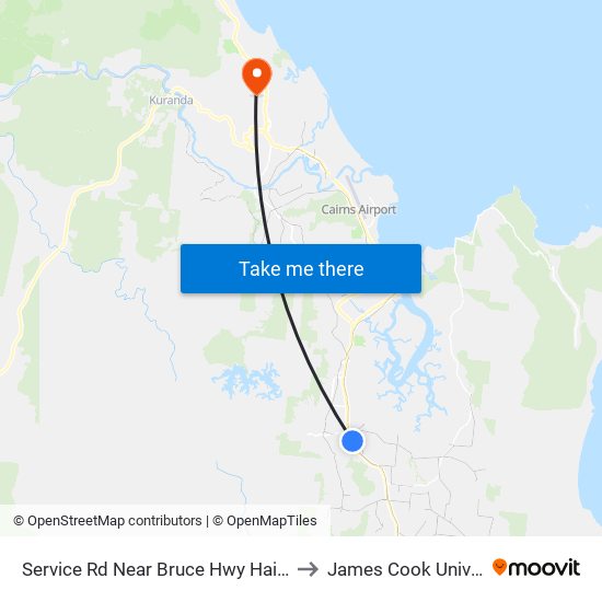 Service Rd Near Bruce Hwy Hail 'N' Ride to James Cook University map