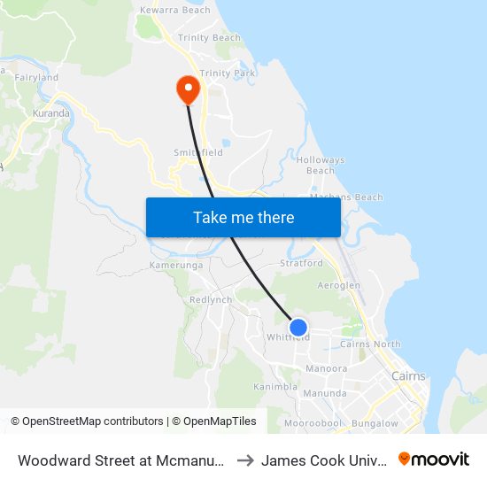 Woodward Street at Mcmanus Street to James Cook University map