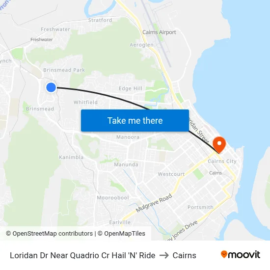 Loridan Dr Near Quadrio Cr Hail 'N' Ride to Cairns map
