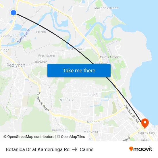 Botanica Dr at Kamerunga Rd to Cairns map