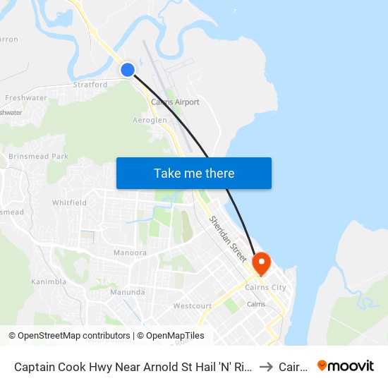 Captain Cook Hwy Near Arnold St Hail 'N' Ride to Cairns map