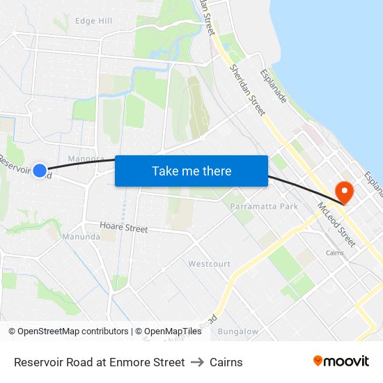 Reservoir Road at Enmore Street to Cairns map