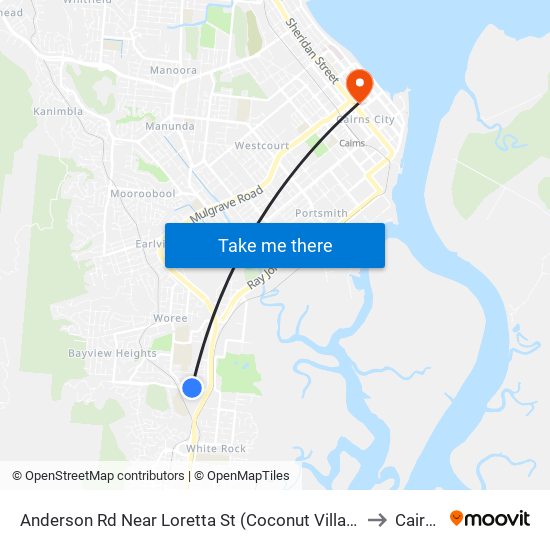 Anderson Rd Near Loretta St (Coconut Village) to Cairns map