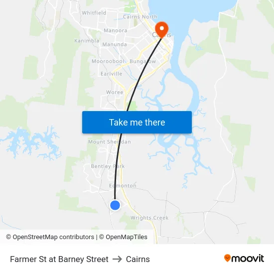 Farmer St at Barney Street to Cairns map