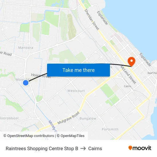 Raintrees Shopping Centre Stop B to Cairns map
