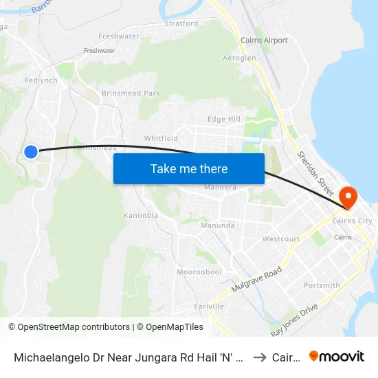 Michaelangelo Dr Near Jungara Rd Hail 'N' Ride to Cairns map