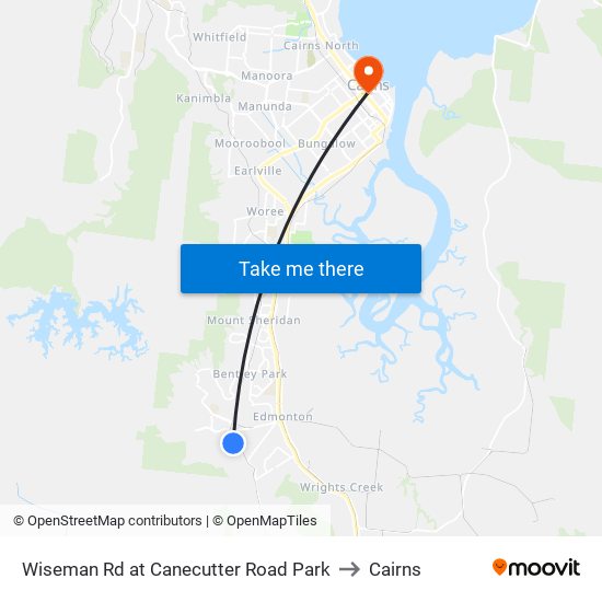 Wiseman Rd at Canecutter Road Park to Cairns map