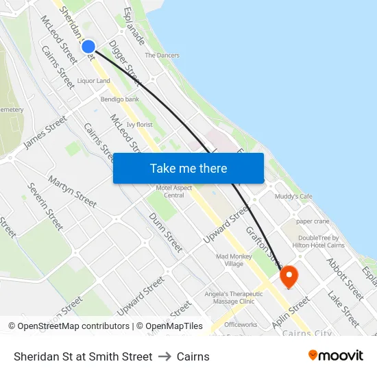 Sheridan St at Smith Street to Cairns map