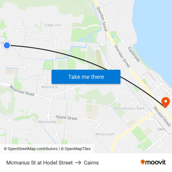 Mcmanus St at Hodel Street to Cairns map