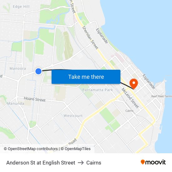 Anderson St at English Street to Cairns map