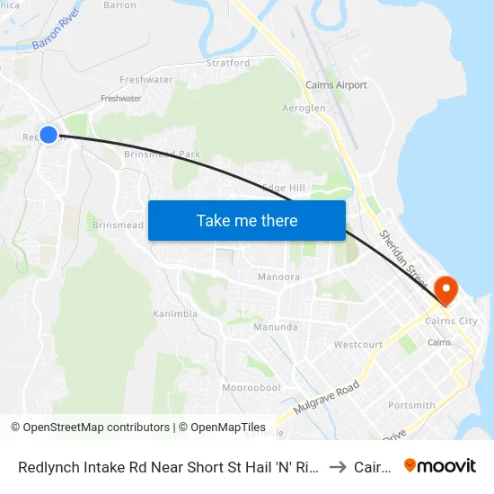 Redlynch Intake Rd Near Short St Hail 'N' Ride to Cairns map