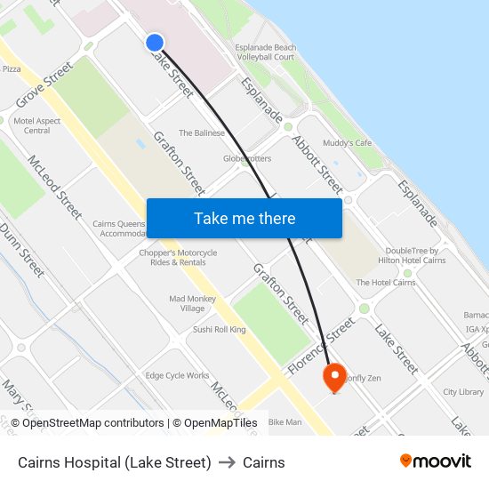 Cairns Hospital (Lake Street) to Cairns map