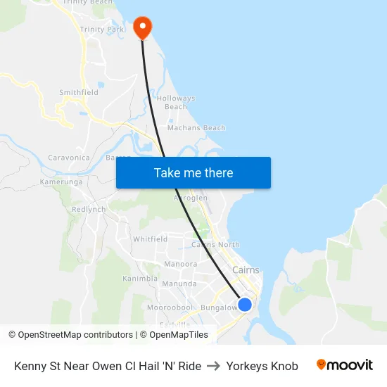 Kenny St Near Owen Cl Hail 'N' Ride to Yorkeys Knob map