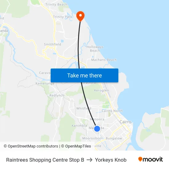 Raintrees Shopping Centre Stop B to Yorkeys Knob map