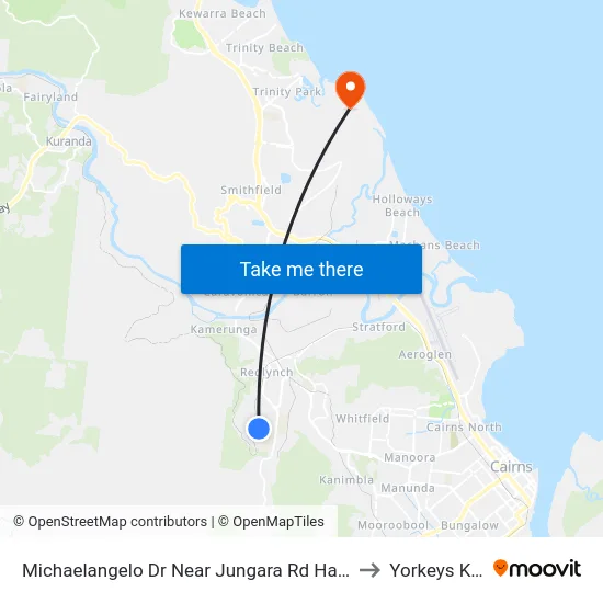 Michaelangelo Dr Near Jungara Rd Hail 'N' Ride to Yorkeys Knob map