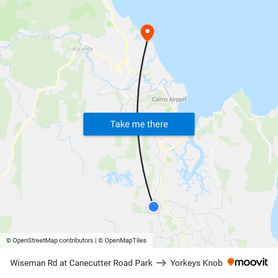 Wiseman Rd at Canecutter Road Park to Yorkeys Knob map