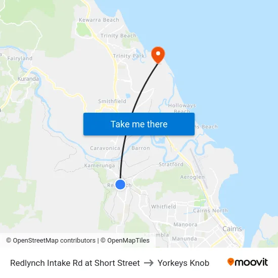 Redlynch Intake Rd at Short Street to Yorkeys Knob map