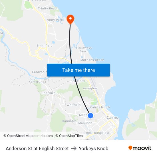 Anderson St at English Street to Yorkeys Knob map