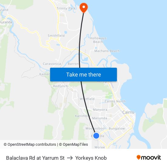 Balaclava Rd at Yarrum St to Yorkeys Knob map