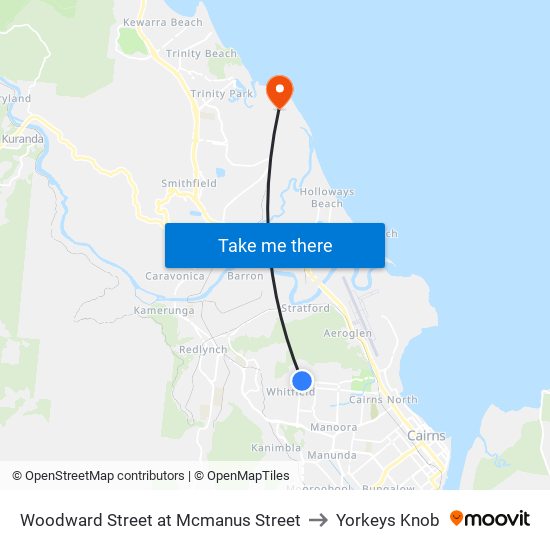 Woodward Street at Mcmanus Street to Yorkeys Knob map