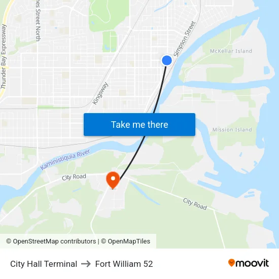 City Hall Terminal to Fort William 52 map