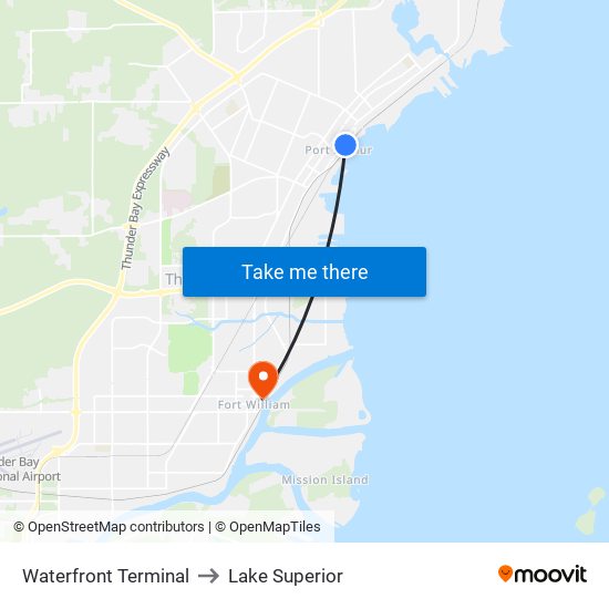 Waterfront Terminal to Lake Superior map