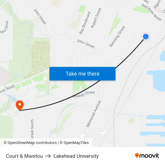 Court & Manitou to Lakehead University map