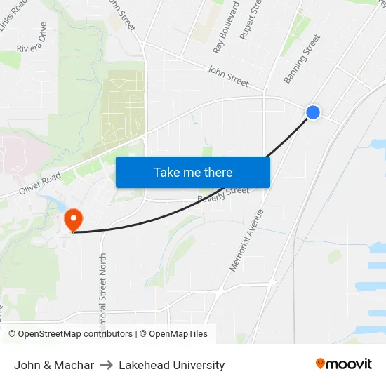 John & Machar to Lakehead University map