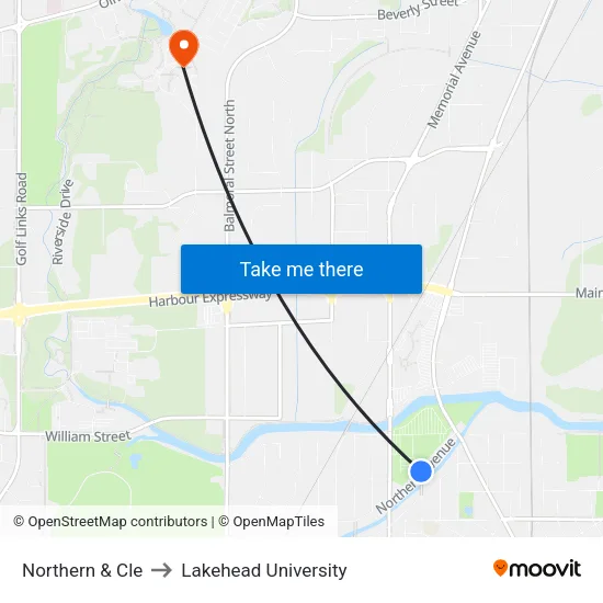 Northern & Cle to Lakehead University map