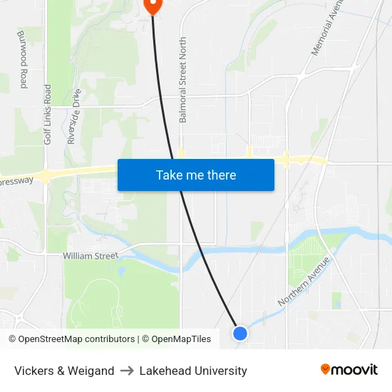 Vickers & Weigand to Lakehead University map