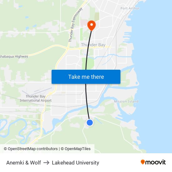 Anemki & Wolf to Lakehead University map