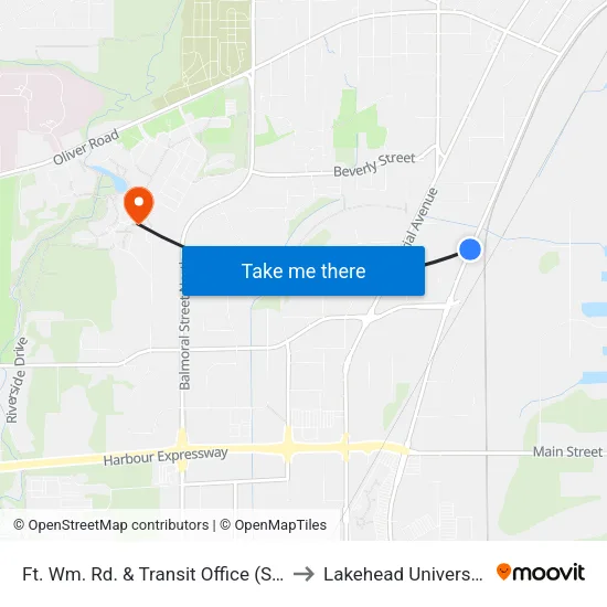 Ft. Wm. Rd. & Transit Office to Lakehead University map