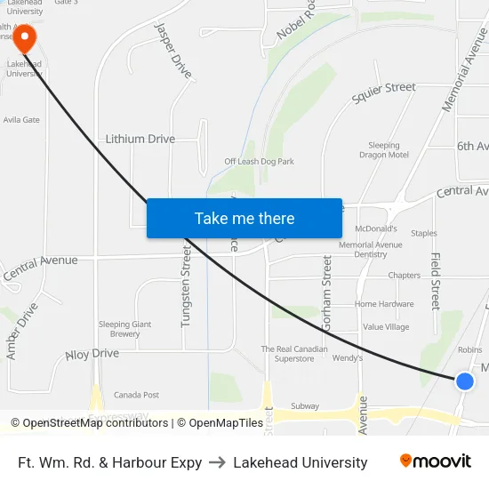 Ft. Wm. Rd. & Harbour Expy to Lakehead University map