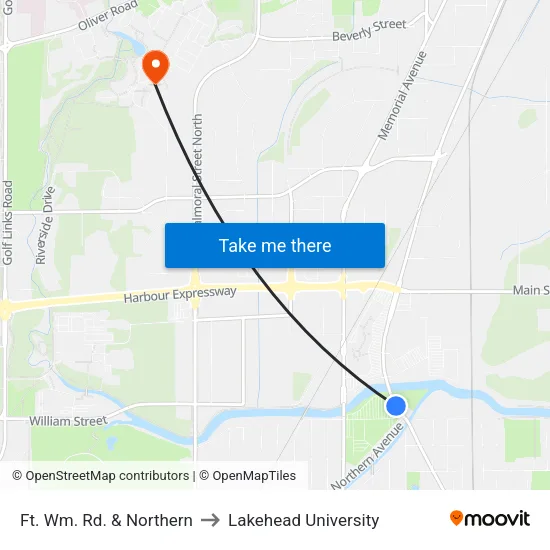 Ft. Wm. Rd. & Northern to Lakehead University map