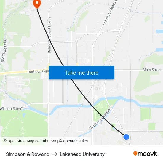 Simpson & Rowand to Lakehead University map