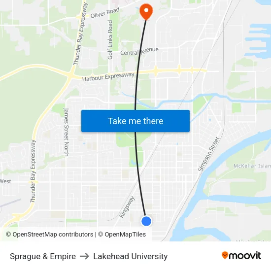 Sprague & Empire to Lakehead University map