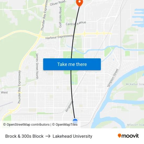 Brock & 300s Block to Lakehead University map