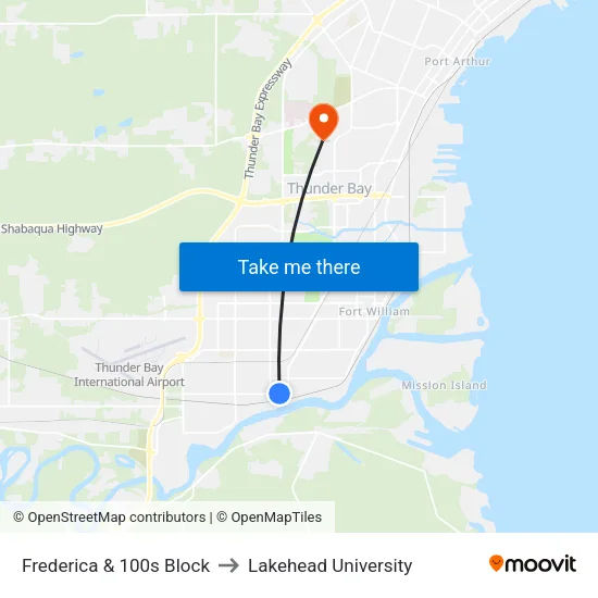 Frederica & 100s Block to Lakehead University map