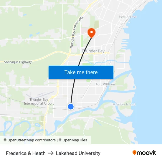 Frederica & Heath to Lakehead University map