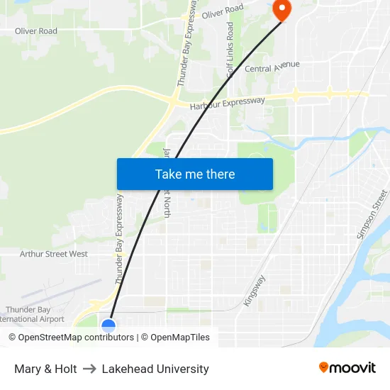 Mary & Holt to Lakehead University map