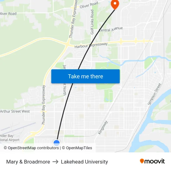 Mary & Broadmore to Lakehead University map