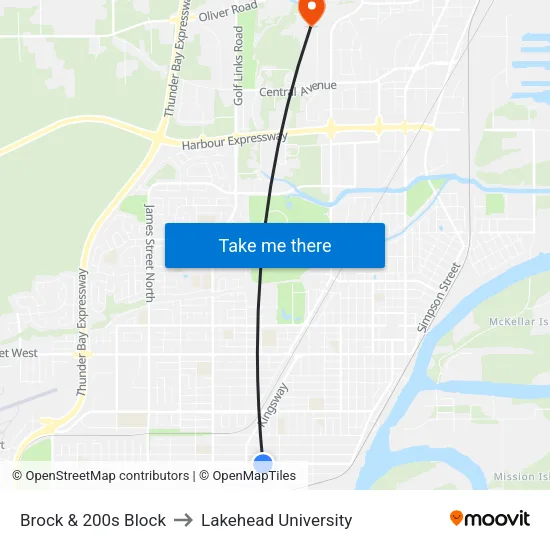 Brock & 200s Block to Lakehead University map